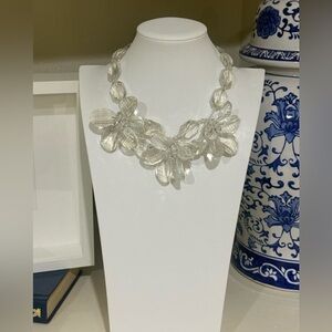 Natasha Tasha Clear Crystal Flower Statement Necklace